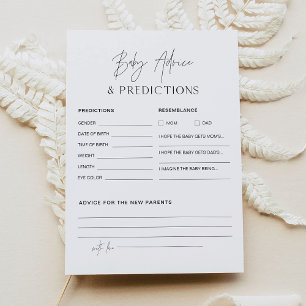 HARLOW Baby Shower Advice and Prediktions Card Inbjudningar