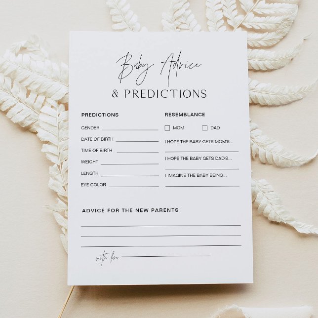 HARLOW Baby Shower Advice and Prediktions Card Inbjudningar (Skapare uppladdad)