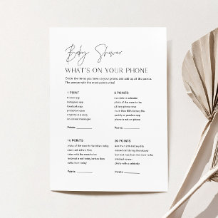 HARLOW Baby Shower What's on your Mobil Game Card Inbjudningar