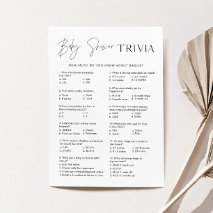HARLOW Baby Trivia Baby Shower Game Card Inbjudningar