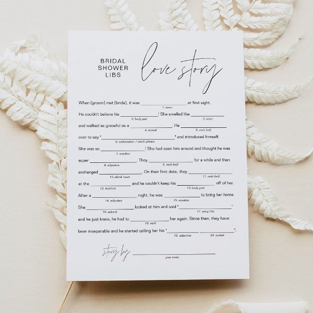 HARLOW Bröllopsfest Kort med utfyllnadsfrågor (Skapare uppladdad)