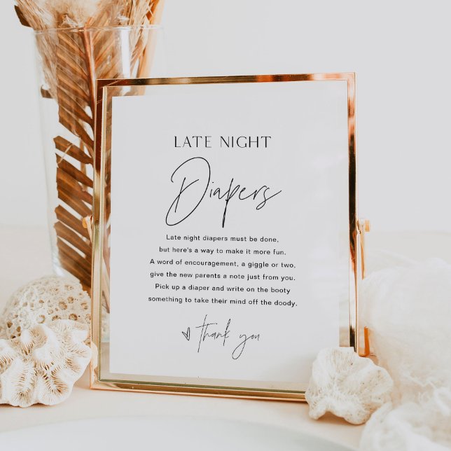 HARLOW Lent Natt Diaper Baby Shower Sign Poster (Skapare uppladdad)