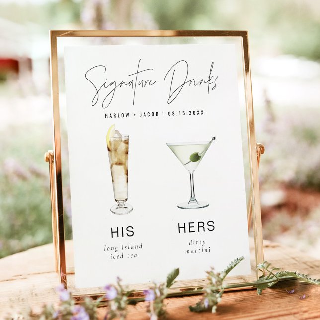 HARLOW-minimalistisk Namnteckning Drink Bröllop Pu Poster (Skapare uppladdad)