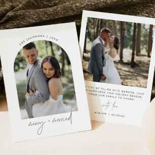 HARLOW Modern Arch Photo Merry & Married Helgdag Inbjudningar