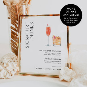 HARLOW Namnteckning Drinks Bröllop-tecken Poster