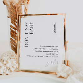HARLOW Säg inte Baby Clothespin Baby Shower-spel Poster