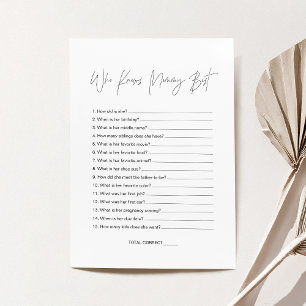 HARLOW Vem Känner Mamma Bäst Baby Shower Spelkort Inbjudningar