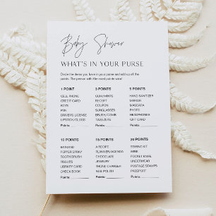 HARLOW Whast in your Purue Baby Shower Game Card Inbjudningar
