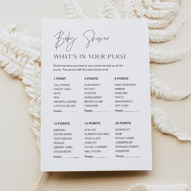 HARLOW Whast in your Purue Baby Shower Game Card Inbjudningar (Skapare uppladdad)