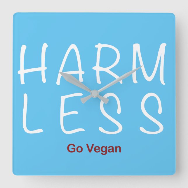 Harm Less - Go Vegan (Light Version) Fyrkantig Klocka (Framsida)