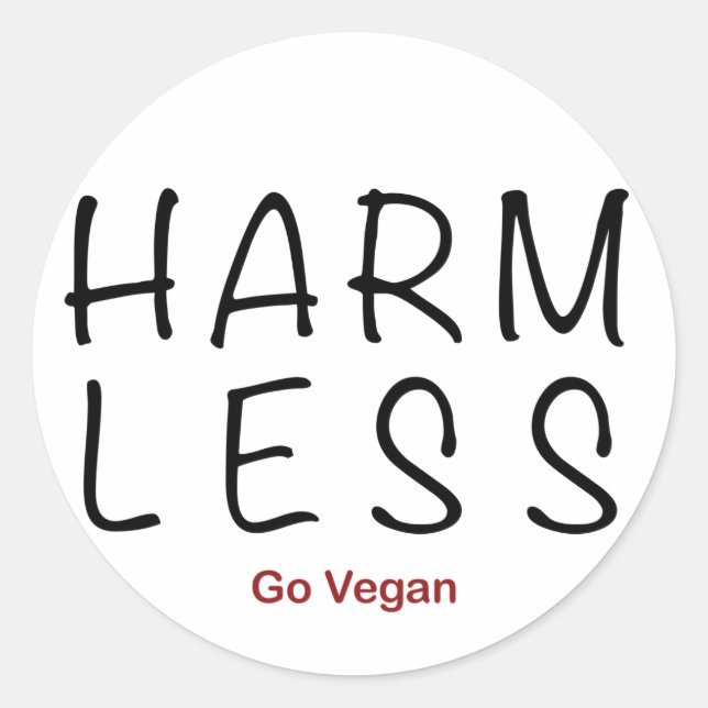 Harm Less - Go Vegan Runt Klistermärke (Framsida)