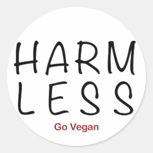 Harm Less - Go Vegan Runt Klistermärke