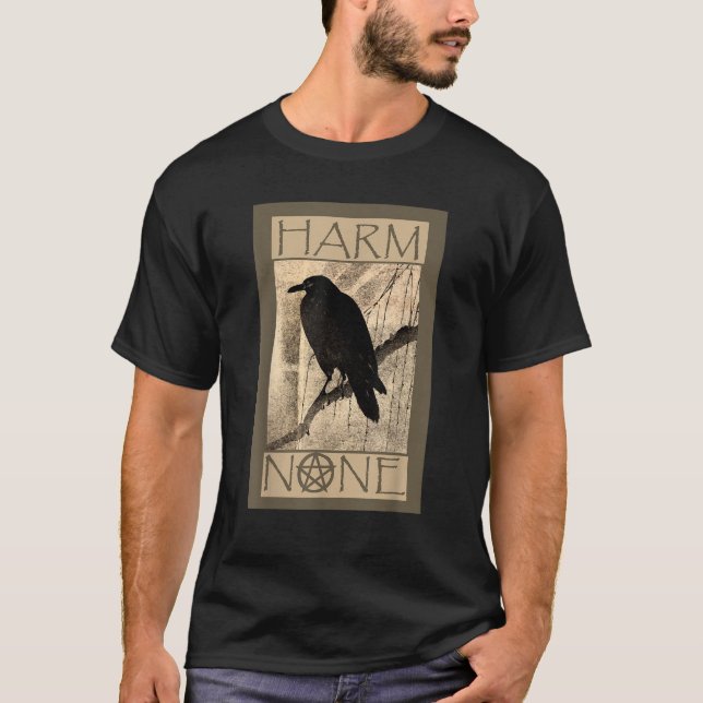 Harm None Wiccan  Black Unisex Short Sleeve Modern T Shirt (Framsida)