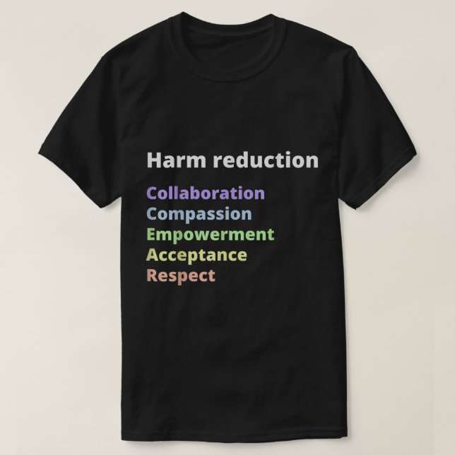 Harm Reduction Model T Shirt (Design framsida)