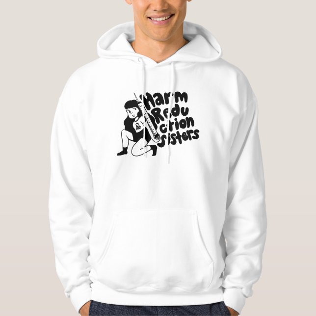 Harm Reduction Sisters Needle Girl Hoodie (Framsida)