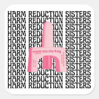 Harm Reduction Sisters Pink Narcan Fyrkantigt Klistermärke