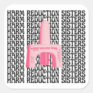 Harm Reduction Sisters Rosa Narcan Fyrkantigt Klistermärke