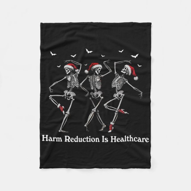 Harm Reduction Skeleton Dansar julöverdosering Fleecefilt (Framsidan)