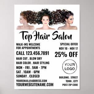 Hårmodeller, Hair Stylist, Hair Salon Advert Poster