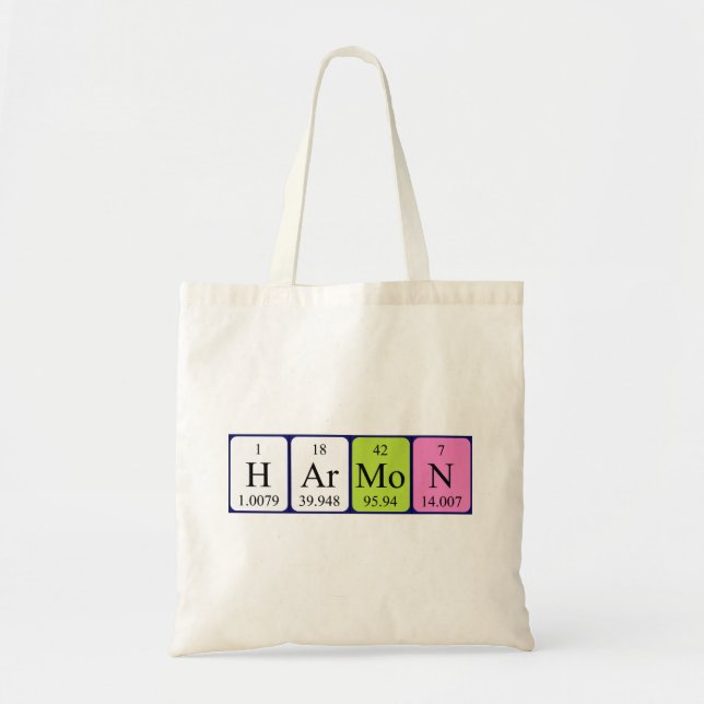 Harmon periodisk bord namn tote bag tygkasse (Framsidan)