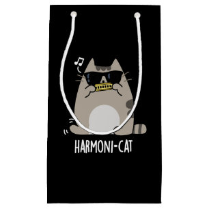 Harmoni-cat Funny Harmonica Cat Pun Mörk BG