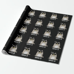 Harmoni-cat Funny Harmonica Cat Pun Mörk BG Presentpapper
