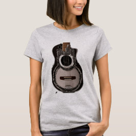 Harmoni i Noir: Svart tryckt gitarr T-shirt" T Shirt