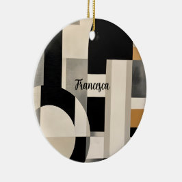 Harmoni i nyanser: Abstrakt komposition i svart oc Julgransprydnad Keramik