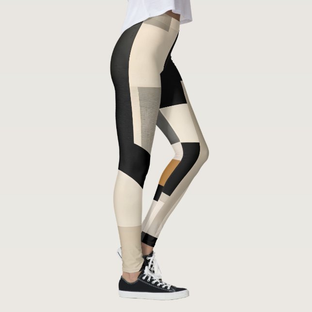 Harmoni i nyanser: Abstrakt komposition i svart oc Leggings (Höger)