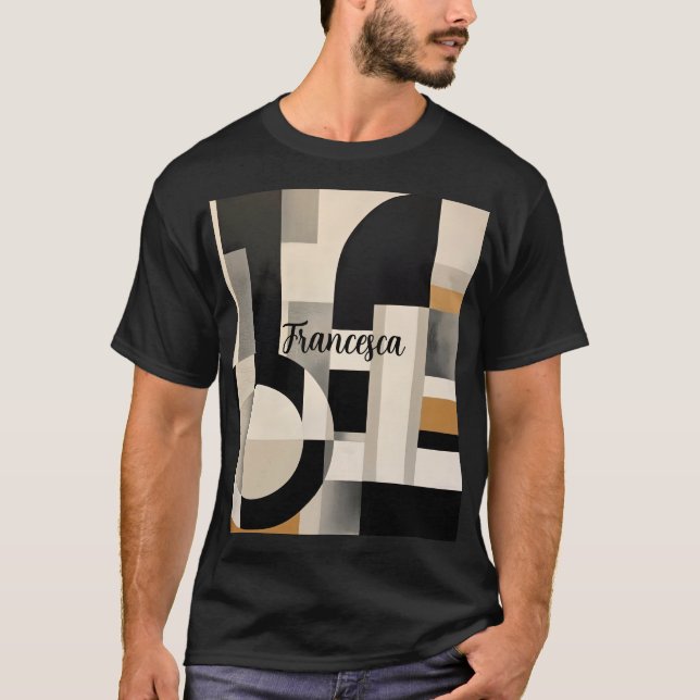 Harmoni i nyanser: Abstrakt komposition i svart oc T Shirt (Framsida)