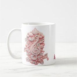 Harmoni i rosa, en stor, stiliserad treble clef. kaffemugg