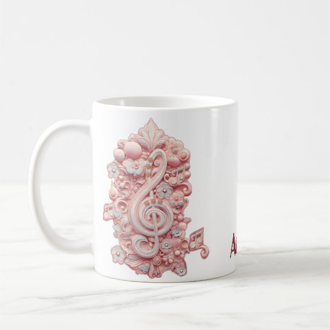 Harmoni i rosa, en stor, stiliserad treble clef. kaffemugg (Vänster)