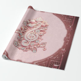 Harmoni i rosa, en stor, stiliserad treble clef. presentpapper