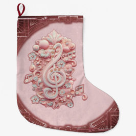 Harmoni i rosa, en stor, stiliserad treble clef. stor julstrumpa
