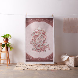Harmoni i rosa, en stor, stiliserad treble clef. tyg