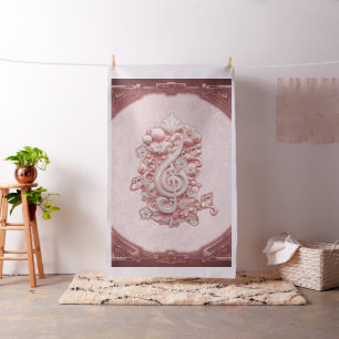 Harmoni i rosa, en stor, stiliserad treble clef. tyg