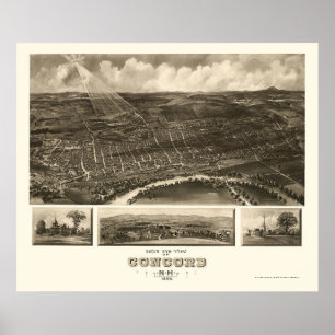 Harmoni panorama- karta för NH - 1899 Poster
