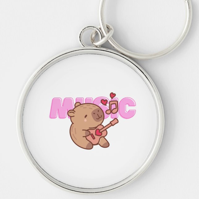 Harmonic Capy Nyckel Fob Rund Silverfärgad Nyckelring (Framsidan)