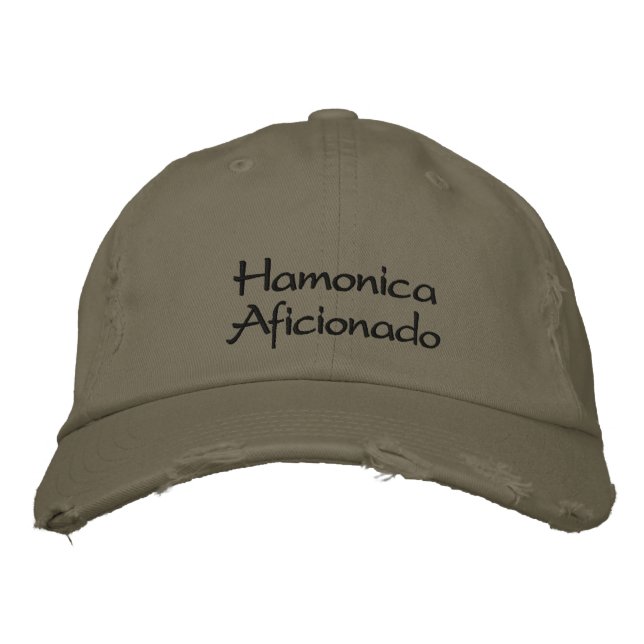 Harmonica Aficionado Embroized Baseball Cap Broderad Keps (Framsida)