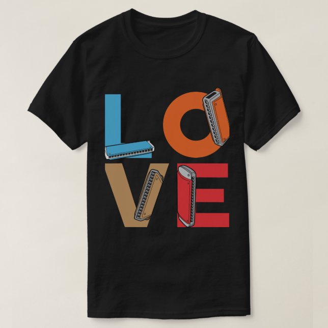 Harmonica Älskare Kärlek Harmonicas Harmonica Play T Shirt (Design framsida)