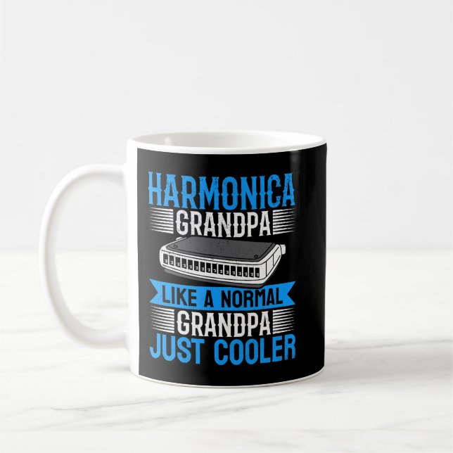 Harmonica Älskare Manar Harmonica Grandpa Harmonic Kaffemugg (Vänster)