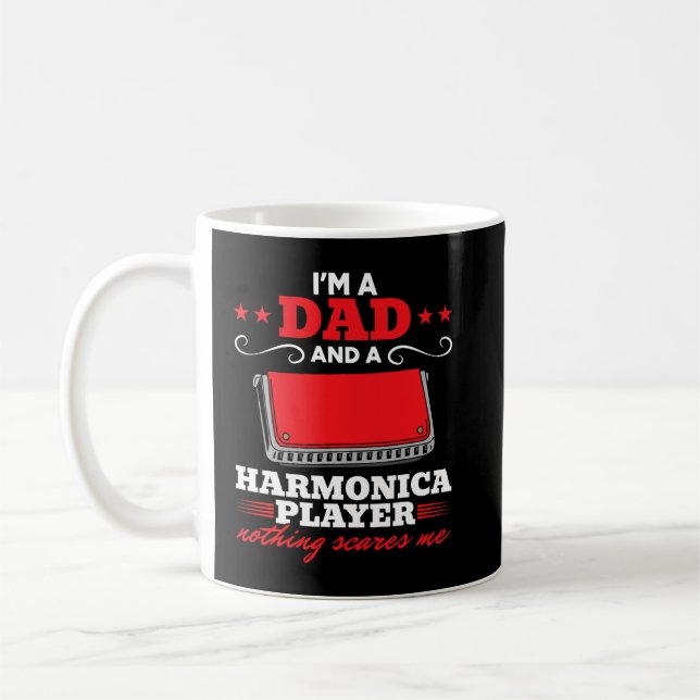 Harmonica Älskare Manar pappa Harmonica Musician I Kaffemugg (Vänster)