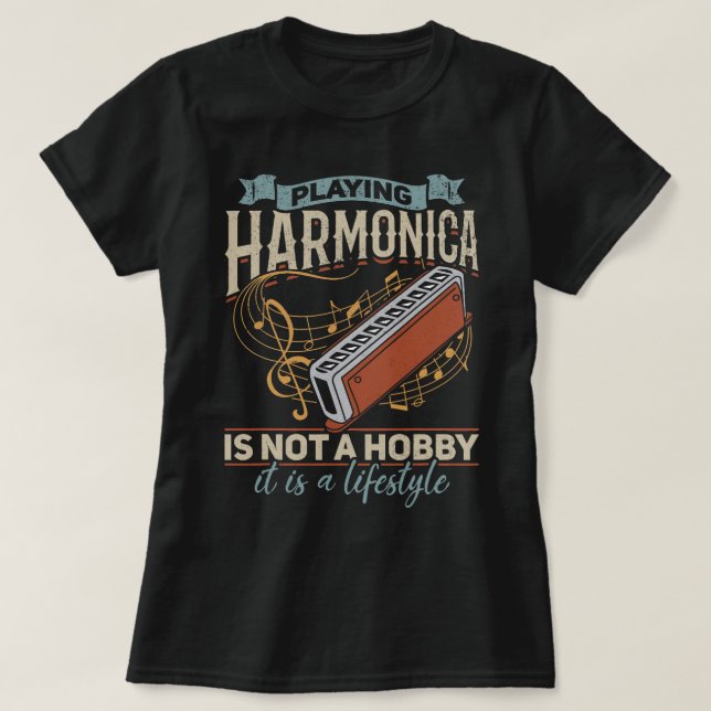 Harmonica Älskare spelar Harmonica Player Harmonic T Shirt (Design framsida)