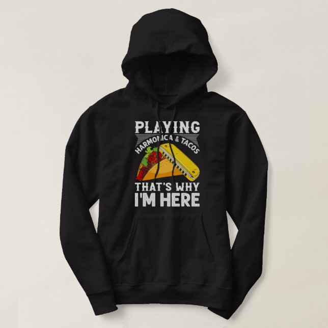 Harmonica Älskare spelar Harmonica Tacos Thunders  Hoodie (Design framsida)
