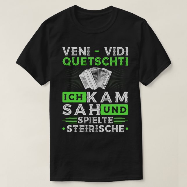 Harmonica Älskare Veni Vidi Squeezy Styrian Harmon T Shirt (Design framsida)