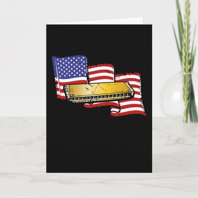Harmonica America Flagga Kort (Framsida)