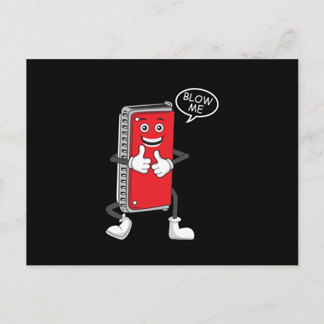 Harmonica Blow Me Blues Jazz Instrument Band Gift Vykort (Framsida)