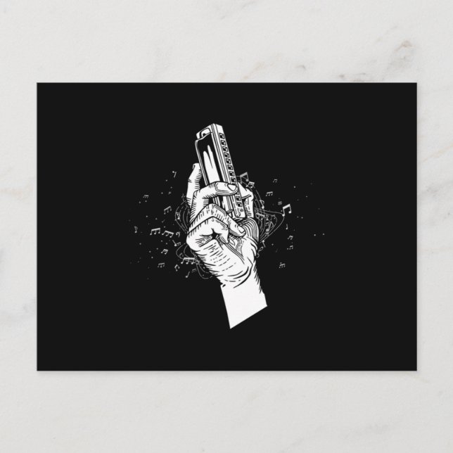 Harmonica Blues Mouth Organ Acoustic Instrument Gi Vykort (Framsida)