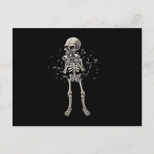 Harmonica Blues Skull Instrument Acoustic Gift Vykort (Framsida)