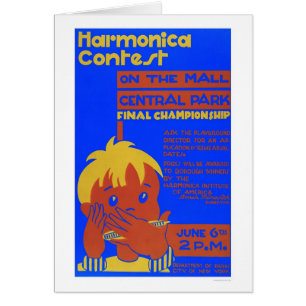 Harmonica Central Park 1937 WPA Hälsningskort